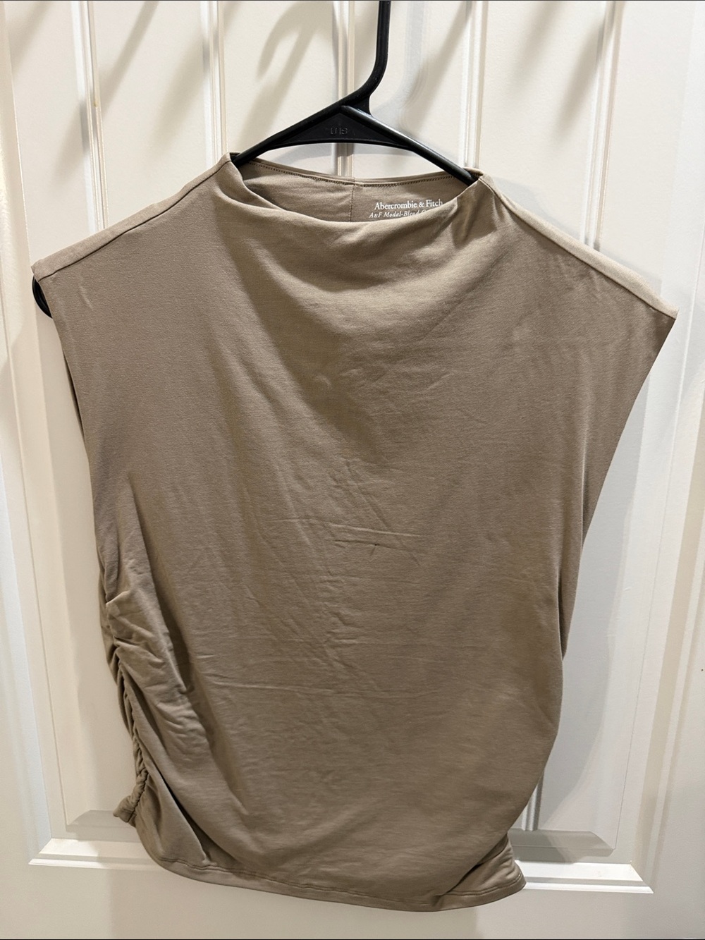 Abercrombie & Fitch Taupe Ruched Side Sleeveless Top